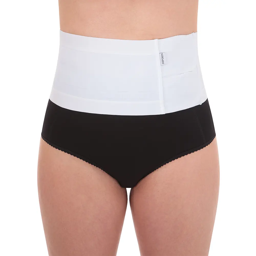 Breathable Easy Peel Belt in white, worn on model