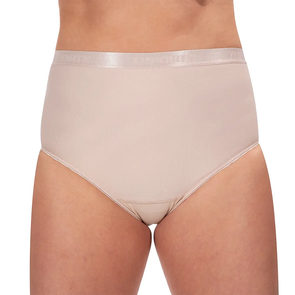 Female Support Girdle in neutral, worn on model